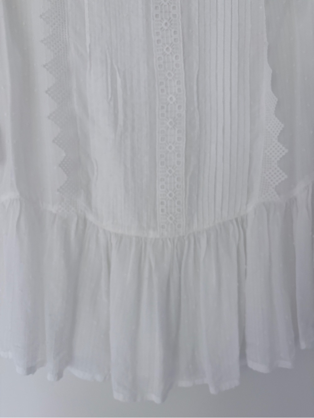 Zara Women’s White Cotton Sheer Eyelet Peplum Blouse - Picture 6 of 15